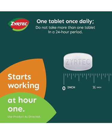 Zyrtec 24-Hour Allergy Relief Tablets 10mg - 5 Count - Buy Online on GoSupps.com