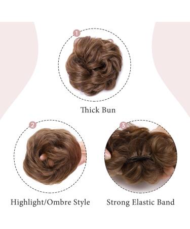 Light Brown Wavy Curly Hair Bun Scrunchie Extensions 40g - Messy Chignon Updo Ponytail Hairpiece - Buy Online on GoSupps.com