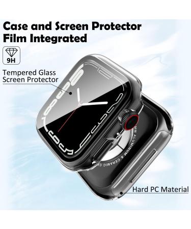 QHOHQ 2 Pack Hard PC Case Compatible with Apple Watch Series 8 45mm & Series 7 45mm with Tempered Glass Screen Protector Full Coverage Touch Sensitive Ultra-Thin HD Bumper Protective Cover - Clear Transparent 45mm - Buy Online on GoSupps.com
