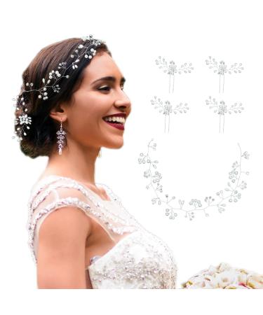 Auptiz Bridal Hair Accessories Hair Clips Hairpin for Bride Bridesmaid on Wedding Evening Party or Other Special Occasions