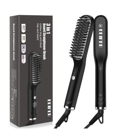 Beard Straightener Comb Brush for Men: Anti-Scald Hair Style & Beard Straightening Brush - Portable Hair Combs with 3 Temperatures & Quick Electric Heated