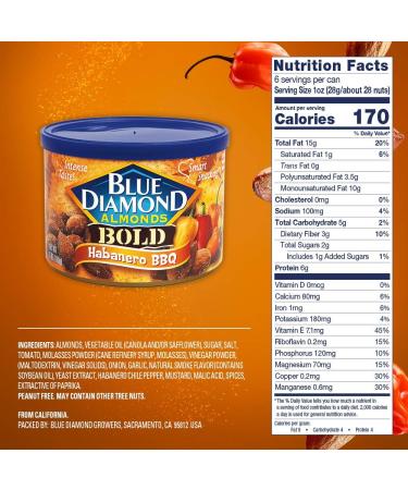 Blue Diamond Almonds Bold Habanero BBQ 170 Gram Can - Buy Online on GoSupps.com