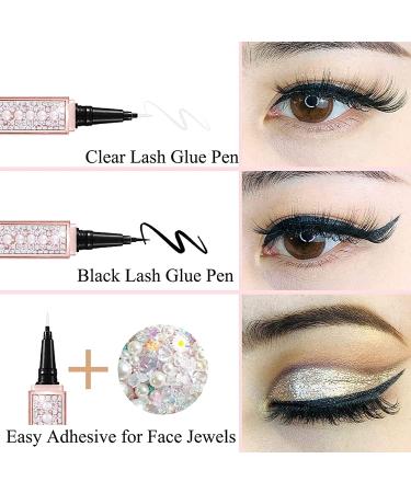 Eyelash Glue Pen 2 in 1 Self-Adhesive Liner | Waterproof Latex-Free Formula for Strong Hold | Ideal for False Lashes - Pearl&Diamond-Black Packaging - Buy Online on GoSupps.com