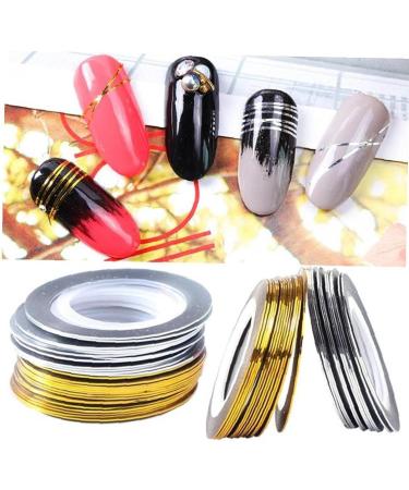 Ruluti 20 Rolls Nail Strip Tape | Gold & Silver Striping Decals for DIY Nail Art | International Shipping - Buy Online on GoSupps.com