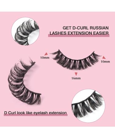 Parrarri Russian Strip Lashes D Curl - 10 Pairs Reusable Fluffy Mink Eyelashes | Curly & Crossed Design - Buy Online on GoSupps.com