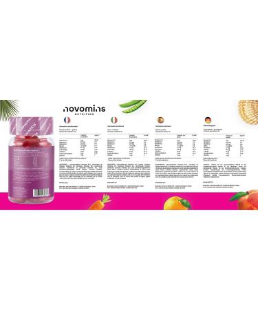 Kids Vitamin B12 Gummies - Energy & Metabolism Support - 30 Chewable Vegan Supplements for Children - Enriched with Vitamin C, B1, B2, B6, Biotin - Novomins - Buy Online on GoSupps.com
