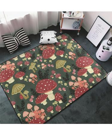 Flannel Carpet Bright Mushrooms Art Picture 60 x 39 in Non-Slip Durable Suitable for Living Room and Office Bedroom - Buy Online on GoSupps.com