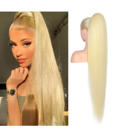 Flufymooz ponytail extension horse -tailed extension 91 cm long straight ponytail with cord curly ponytail Synthetic hair part for women (blond) 91 cm blonde