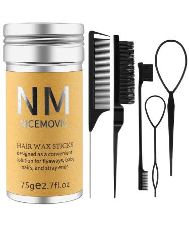 Hair Wax Stick Set for Flyaways Hair Accessories for Women Girl Teen Girls Trendy Stuff Hair Styling Tools Slick Stick Baby Hair Gel Christmas/Birthday Gifts Stocking Stuffers for Women Kids (Black)