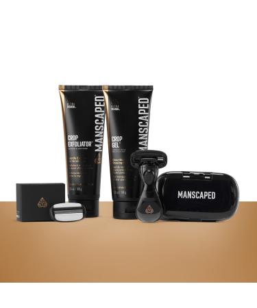 The Ultra Smooth Package of Manscaped intimate shaving kit for men includes The Crop Shaver intimate razor replacement blades Crop Gel shaving gel and Crop EXFoliator peeling for the intimate area