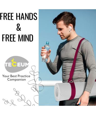 TECEUM Yoga Mat Strap - Adjustable Holder Sling for All Mats | Deep Raspberry Color | 64 IN - Buy Online on GoSupps.com