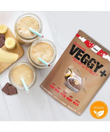 Veggy+ Vegan Protein Powder (Banana Chocolate) - 900g Rice & Pea Protein Shake with BCAAs | 70% Protein for Plant-Based Nutrition - Buy Online on GoSupps.com