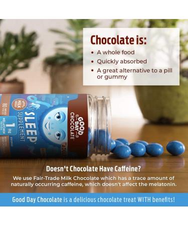 Good Day Chocolate Melatonin Sleep Aid - 1mg Natural Milk Chocolate, Chamomile, 80 Pieces, Fair Trade & Non-GMO - Buy Online on GoSupps.com