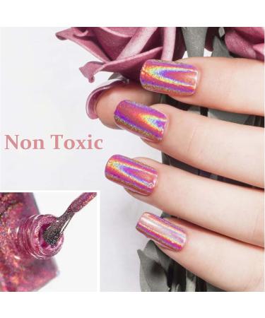 Holographic Nail Varnish - Chrome Nail Polish - Red Shimmer Glitter Polish - Air Dry Rainbow Reflective Laser Nail Varnish - No Need UV Lamp Long Lasting Gifts For Women Girl - Buy Online on GoSupps.com