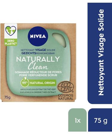 NIVEA NATURALLY Clean Solid Facial Cleanser Pore Minimizing Scrub (1 x 75 g) Soap-free pH-neutral exfoliating purifying care for the skin - Buy Online on GoSupps.com