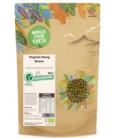 Wholefood Earth Organic Mung Beans 2kg GMO Free | Vegan | High Fibre | High Protein | Certified Organic - Buy Online on GoSupps.com