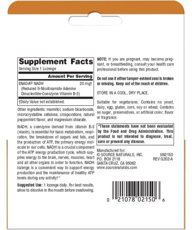 Source Naturals NADH 20 mg Sublingual Tablets - 30 Count | Boost Energy & Cognitive Function - Buy Online on GoSupps.com