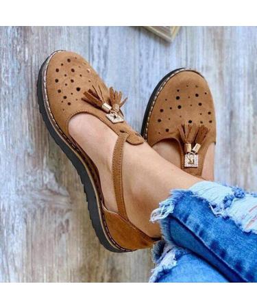 Creev Women s Summer Thick Floor Sandals - Tassel B hmische Roman Sandals Riemensandal Light Slippers Beach Shoes - Brown & Roze 35 EU - International Shipping Available - Buy Online on GoSupps.com