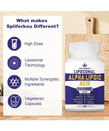 Liposomal Alpha Lipoic Acid 1600mg - Antioxidant ALA Supplement for Energy & Metabolism | Gluten Free & GMO Free - 60 Capsules - Buy Online on GoSupps.com