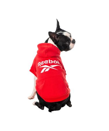 Reebok Dog Hoodie  Fleece Dog Sweater with Leash Hole, Cold Winter Dog Sweatshirt for Small Medium and Large Dogs, Premium Dog Fall Sweater Pullover Hoodie, Cozy Warm Perfect Dog Christmas Outfit Red Medium