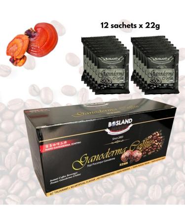 Bosland Ganoderma Mushroom Chitin (Chitosan) Instant Coffee - 12x 22g - Buy Online on GoSupps.com