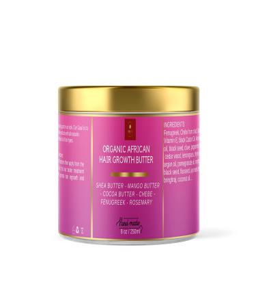 Chebe Hair Growth and Thickening Butter - Ayurvedic Deep Conditioner with Shea Cocoa Mango Butter Fenugreek and Rosemary for All Hair Types 8 oz