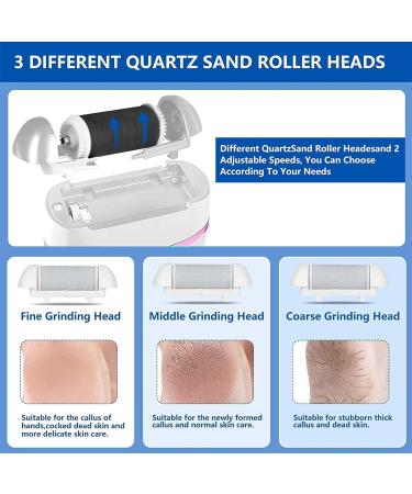 Electric Foot File Hard Skin Remover Wetisedg Rechargeable 16 in 1 Foot Pedicure Hard Skin Remover with 3 Rollers LED Light Foot Care Kit for Dry Dead Skin Cracked Heels Calluses (Pink) - Buy Online on GoSupps.com