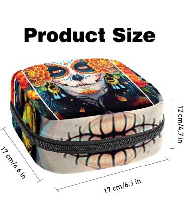 Shop Day of the Dead Sugar Skull Girl Portable Sanitary Napkin Bag | Menstrual Cup Holders for Women & Teens - Buy Online on GoSupps.com