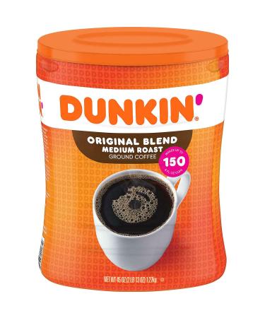 Dunkin Donuts Original Blend Medium Roast Ground Coffee Canister 1.27kg (45 OZ)