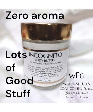 Incognito Body Butter by WFG Waterfall Glen Soap - Vegan Unscented Shea Butter Moisturizer for All Skin Types | International Shipping Available - Buy Online on GoSupps.com