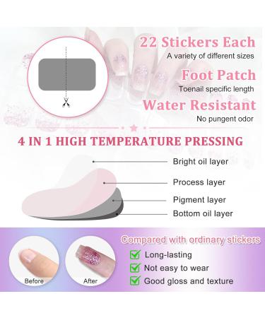 22PCS Gel Nail Stickers Semi Cured Nail Wraps Purple Glitter Self-Adhesive Gel Nail Strips Full Wraps Nail Polish Stickers with Soft Glossy Gel Finish French Manicure Stickers for Women and Girls - Buy Online on GoSupps.com