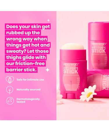 WooWoo Anti Chafe Stick with Aloe Vera and Shea Butter 50ml - Cruelty and Paraben Free Body Anti Chafing Balm Thigh Rescue Anti-Friction Stick - Buy Online on GoSupps.com