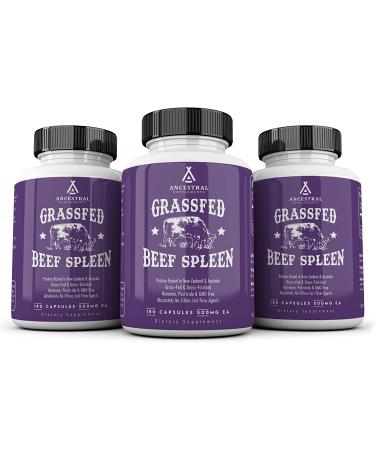 Ancestral Supplements Grass-Fed Beef Spleen Capsules - 100% Hormone-Free, Pesticide & GMO Free - 500mg, 180 Count - No Fillers or Flow Agents - Buy Online on GoSupps.com