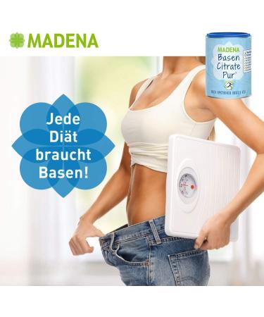 Madena Base Citrate PUR 100% Organic Vegan Powder with Magnesium Zinc Potassium & Calcium for Base Fasting 216g Can - Buy Online on GoSupps.com