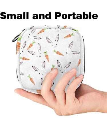 Menstruation Pad Bag with Zipper - Stylish Women's Napkin & Tampon Bag | Rabbit Carrot Pattern - Buy Online on GoSupps.com