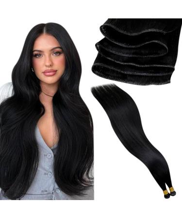 Laavoo Real Hair Extensions - Virgin 25g Black Treat Extensions - Smooth Sew-In Tressen #1 40cm Length - Buy Online on GoSupps.com
