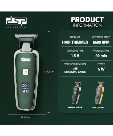 DSP Mini Hair Trimmer for Men - Electric Balding Clippers Zero Gapped Mustache Trimmer with Limit Combs & USB Type-C (Green - Buy Online on GoSupps.com