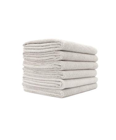 The Rag Company - Spa & Yoga Towel - Gym, Exercise, Fitness, Sport, Ultra Soft, Super Absorbent, Fast Drying Premium Microfiber, 365gsm, 16in x 27in, Ice Grey (6-Pack)