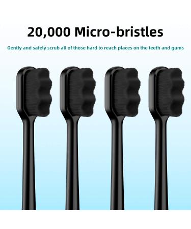 Patelai 8-Piece Extra Soft Bristles Toothbrush Set - Micro Nano Manual Toothbrush for Sensitive Teeth & Gums (Black) - Ideal for Adults - 20 000 Bristles for Ultimate Comfort - Buy Online on GoSupps.com