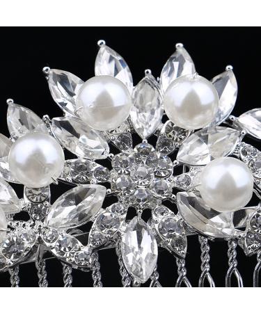 Frcolor Bridal Hair Comb - Simulated Pearl Wedding Hair Accessory (Silver) | Elegant Bridal Hair Comb for Weddings - Buy Online on GoSupps.com