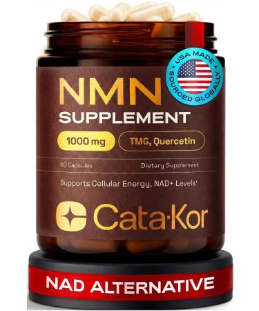 NMN Supplement 1000mg 4-in-1 NAD Supplement with Quercetin | TMG | Resveratrol NMNH Alternative Supports Cellular Energy & NAD+ Levels 60 Capsules Third-Party Tested (1 Pack) 60 Count (Pack of 1)