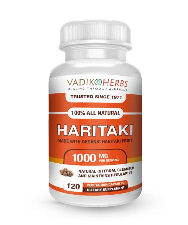 Certified Organic Vadik Herbs Haritaki (Terminalia chebula) Excellent Herb for Rejuvenation and Detoxification | Made in USA | Wildcrafted and Safety Tested (100 Vegicaps)
