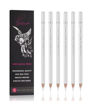 GETHPEN Professional White Charcoal Pencils Set - 6 Pieces Sketch Highlight White Pencils for Drawing, Sketching, Shading, Blending, White Chalk Pencils for Beginners & Artists 6 Count (Pack of 1) White - Buy Online on GoSupps.com