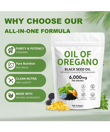 Oil of Oregano 6 000mg with Black Seed Oil Oregano Oil Capsules Organic with Carvacrol & Thymoquinone 2-in-1 Formula for Immune Support & Digestive Health Non-GMO & Gluten Free 300 Softgels (1) - Buy Online on GoSupps.com