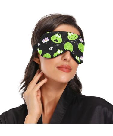 Haskirky Light Blocking Eye Mask - Breathable & Adjustable - For Adults - Ideal for Travel, Yoga, Meditation - Cute Green Frogs Design - Buy Online on GoSupps.com