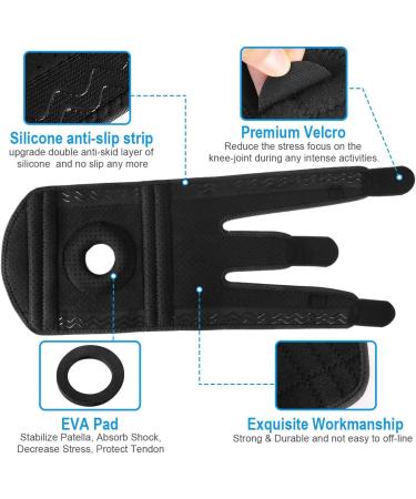 AVIDDA Open-Patella Knee Support Brace for Joint Pain Relief - Adjustable with 3 Straps - Size XS-M (12.5-18.5) - Black - Buy Online on GoSupps.com