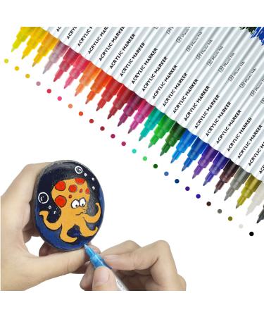 24-Colors Acrylic Paint Pens for Rock Paintings  Suitable for Stone  Ceramics  Glass  Canvas  Metal  Wood  DIY Craft and Painting Decoration Supplies  Ultra-fine Nib Waterborne Acrylic ink Pens Set - Buy Online on GoSupps.com