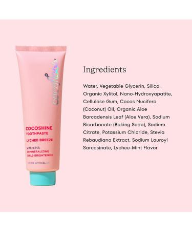 Cocofloss Cocoshine Whitening Toothpaste - Fluoride-Free n-HA Formula for Sensitive Teeth Kid-Friendly Lychee Breeze 3.4 oz - Remineralize & Repair Your Smile - Buy Online on GoSupps.com