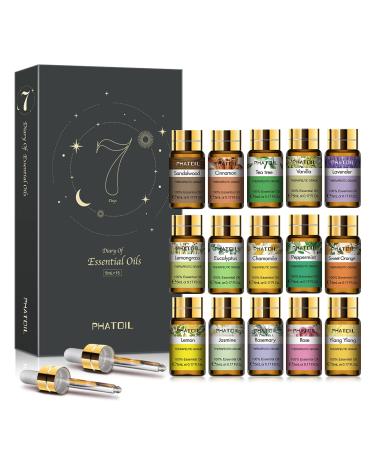 PHATOIL Essential Oils Gift Set 15 x 5ml, Pure Essential Oil Aromatherapy Oil for Skin Care, Hair Care, Bath, Ideal for Humidifier, Diffuser, Relax Ylang Ylang