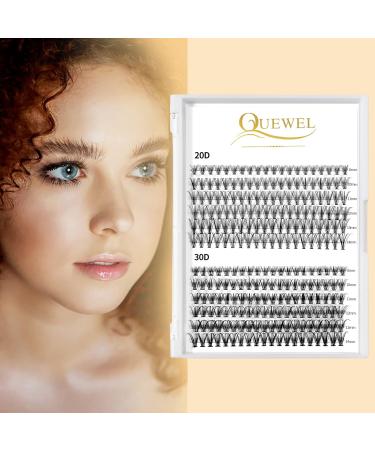 Individual Cluster Eyelashes QUEWEL - 240 Pieces 0.07C Curl DIY Eyelash Extensions Natural Look Mix 8-14mm (20D+30D) - Buy Online on GoSupps.com
